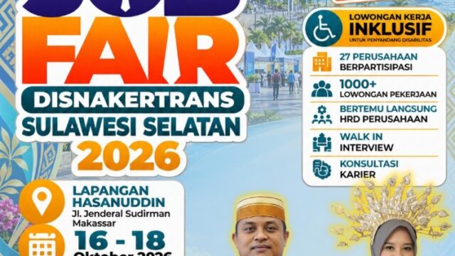 Sambut 357 Tahun Provinsi Sulawesi Selatan, Disnakertrans Gelar Job Fair 2026
